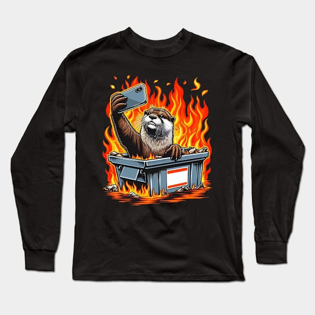 Otter Fire Long Sleeve T-Shirt by Jason's Finery